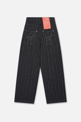 Striped Black Denim Pants